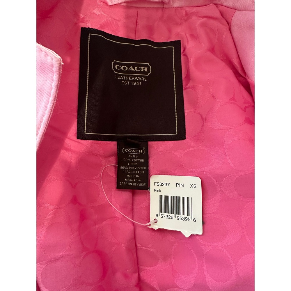 NWT Baby Pink Coach Leatherware Collared Preppy Coquette Button Up Jacket Sz‎ XS - Picture 8 of 8